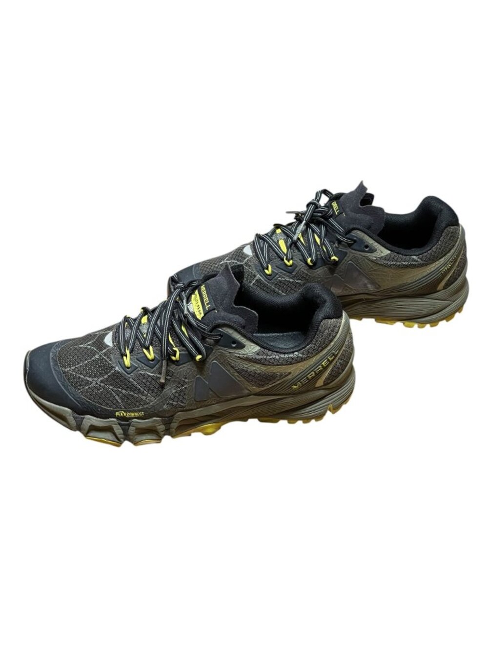 Merrell Agility Peak Flexconnect Trail Running Shoes Black & Yellow Mens Size 8